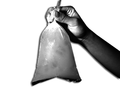Cocktail in a plastic bag